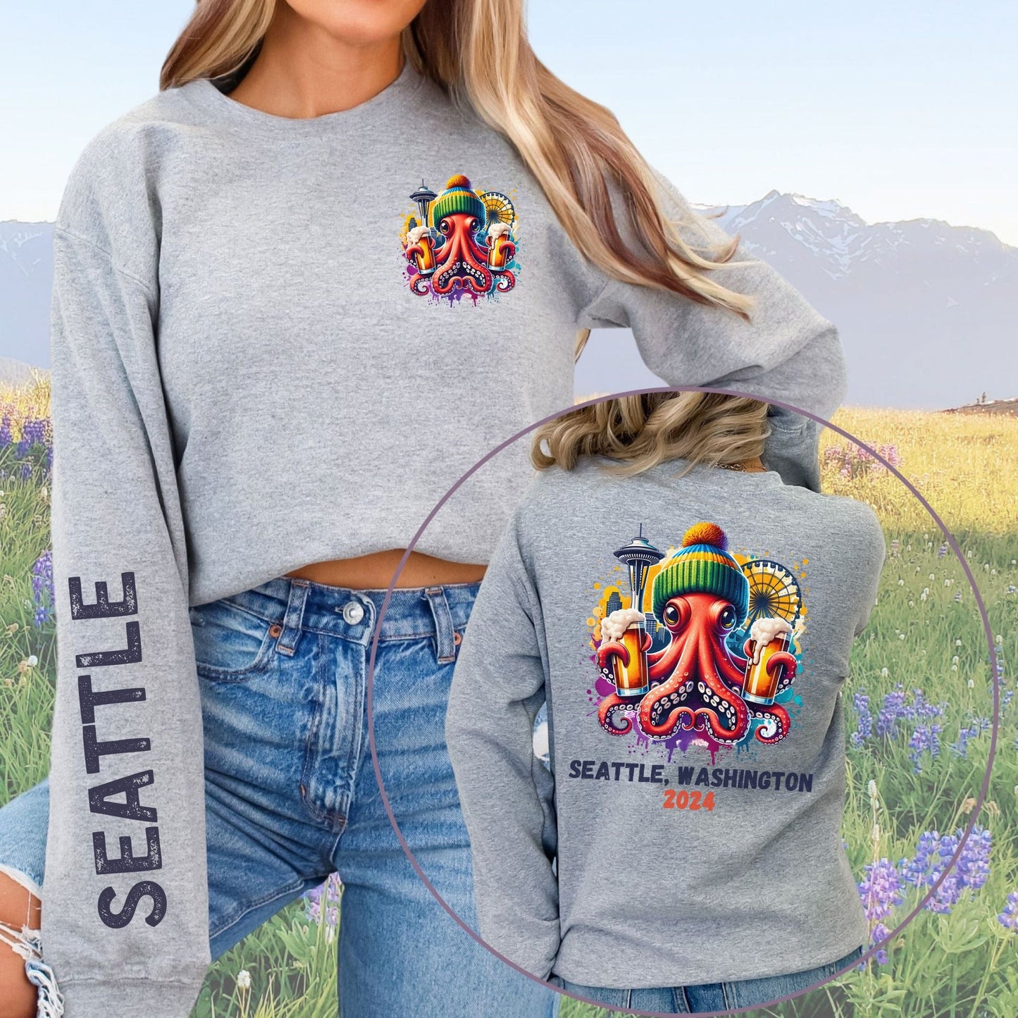 Seattle Octopus PNW Vacation Unisex Sweatshirt