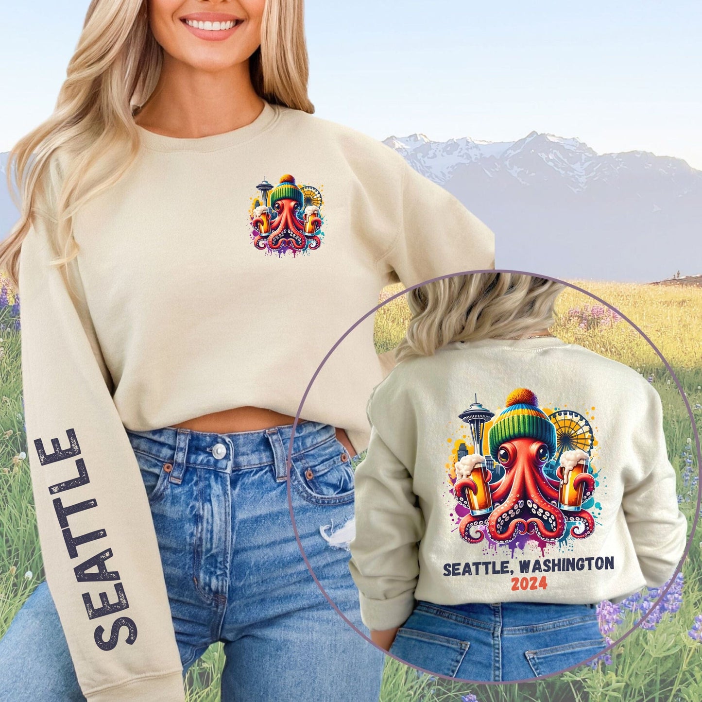 Seattle Octopus PNW Vacation Unisex Sweatshirt