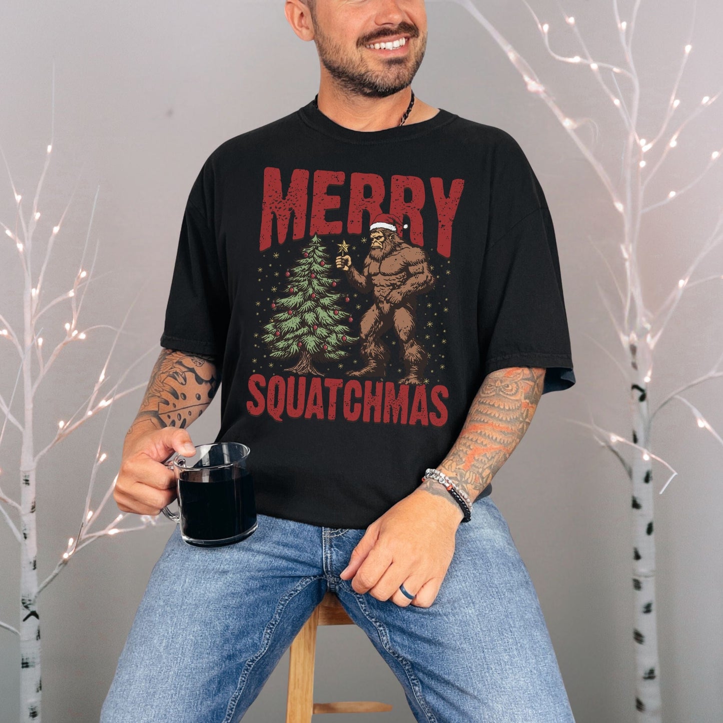 Merry Squatchmas PNW Vintage Style Tee