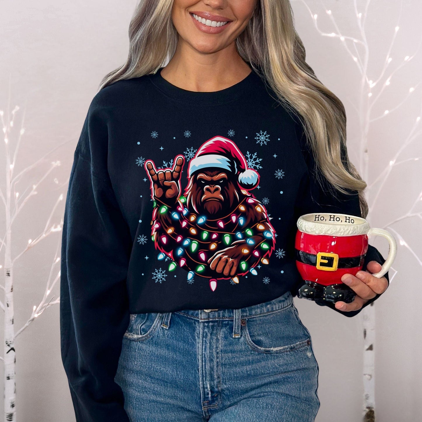 Christmas Lights Bigfoot Softstyle Sweatshirt