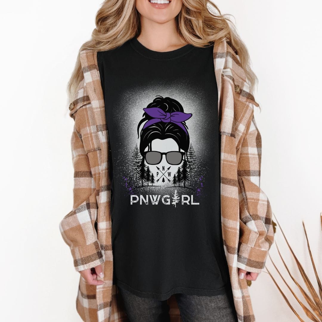 PNW Girl Purple Messy Bun Vintage Style Tee