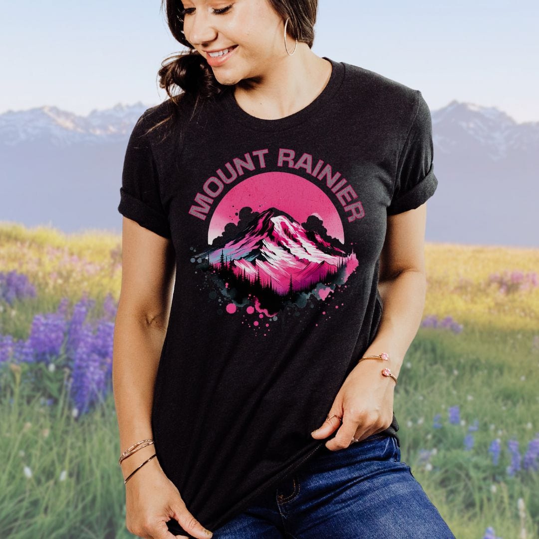 Mount Rainier Pink & Black, PNW SoftStyle Tee