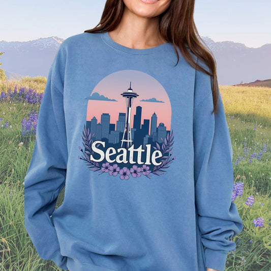 Purple Seattle Dreams Vintage Style Crewneck Sweatshirt