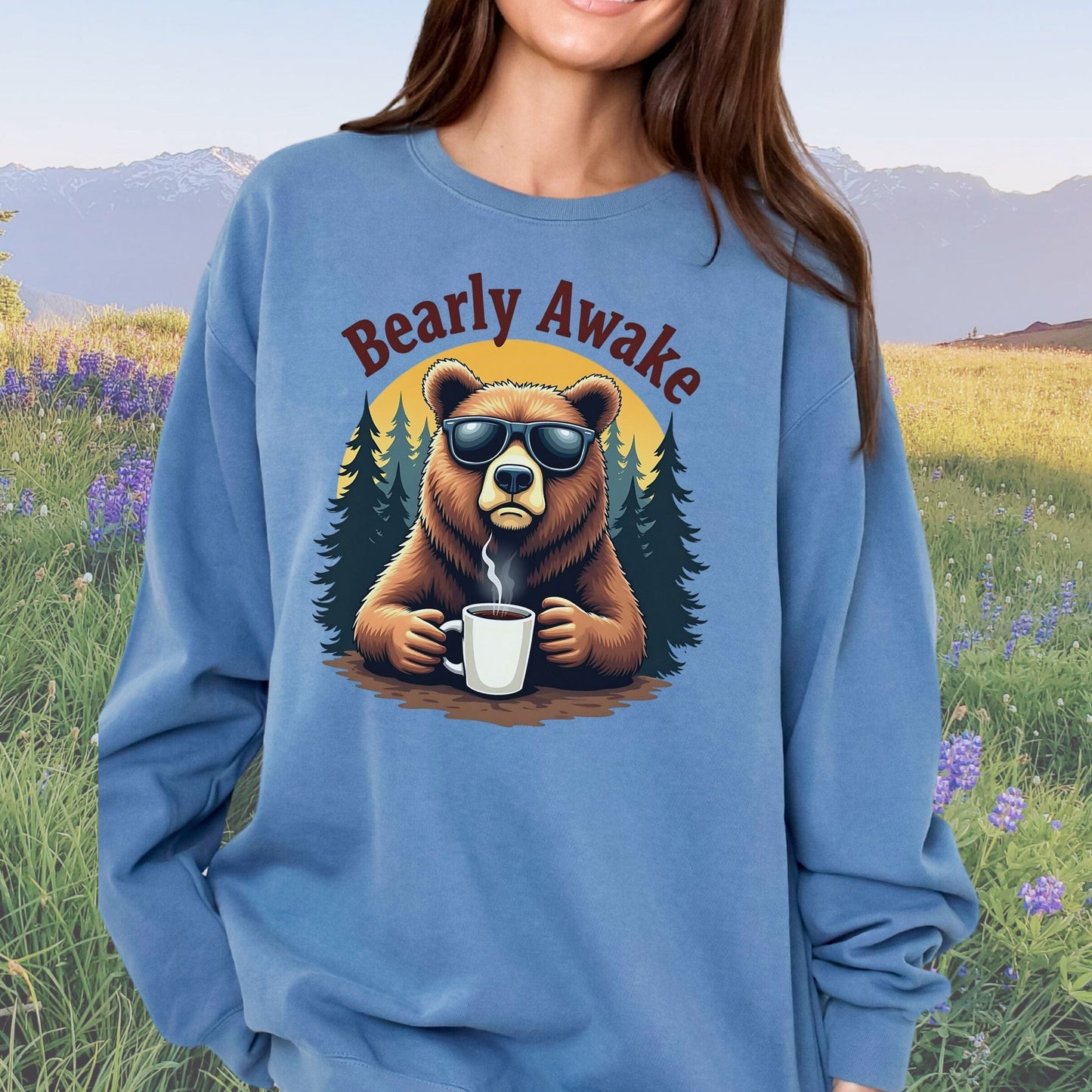 Bearly Awake Vintage Style Crewneck Sweatshirt