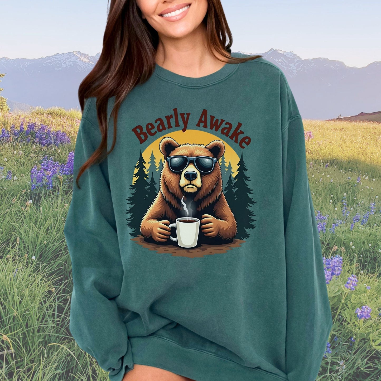 Bearly Awake Vintage Style Crewneck Sweatshirt