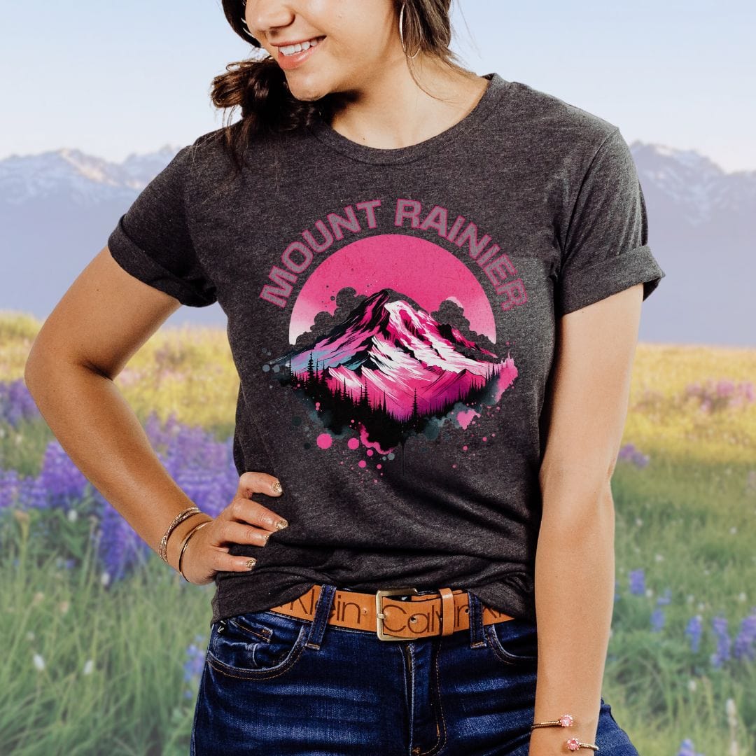 Mount Rainier Pink & Black, PNW SoftStyle Tee