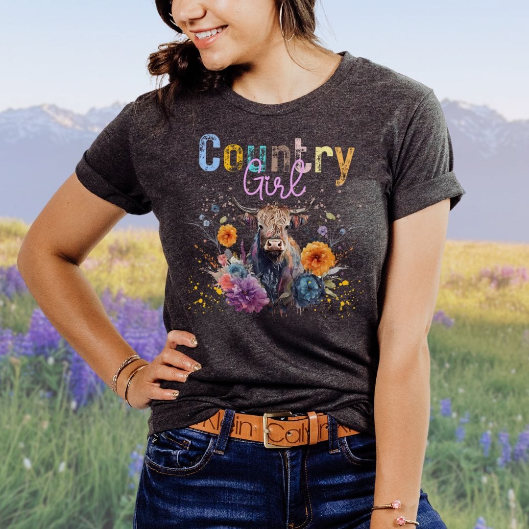 Highland Cow Country Girl Softstyle Tee