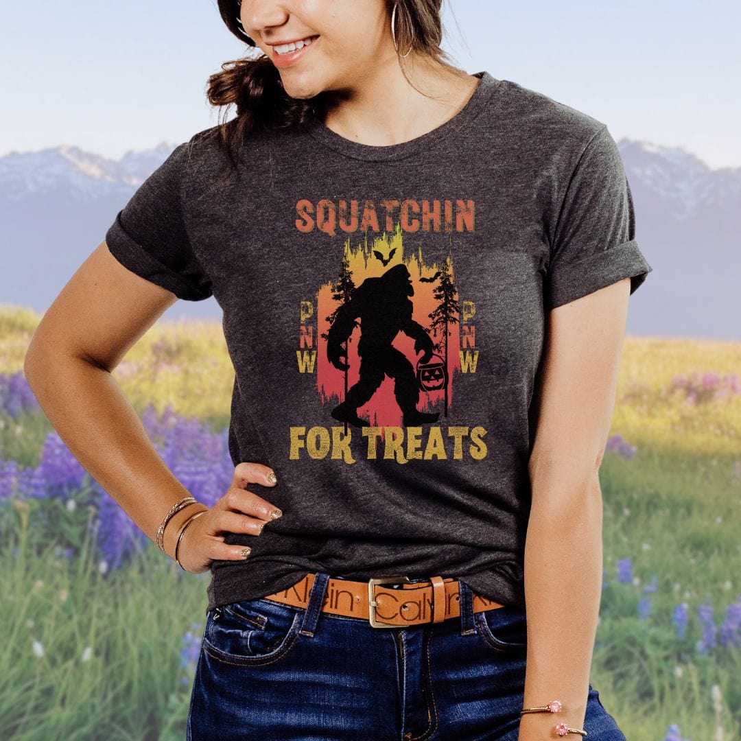 Squatchin For Treats PNW Halloween Bigfoot Softstyle Tee