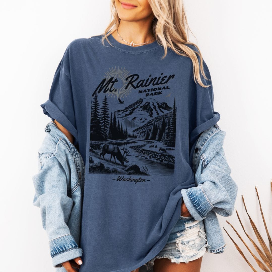 Pacific Northwest Mt Rainier Souvenir Vintage Style Tee