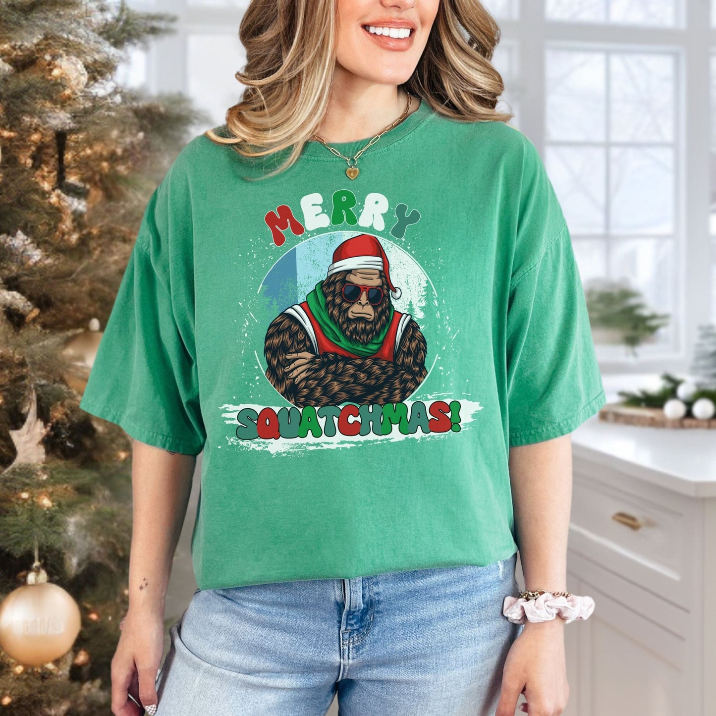 Merry Squatchmas Vintage Style Tee