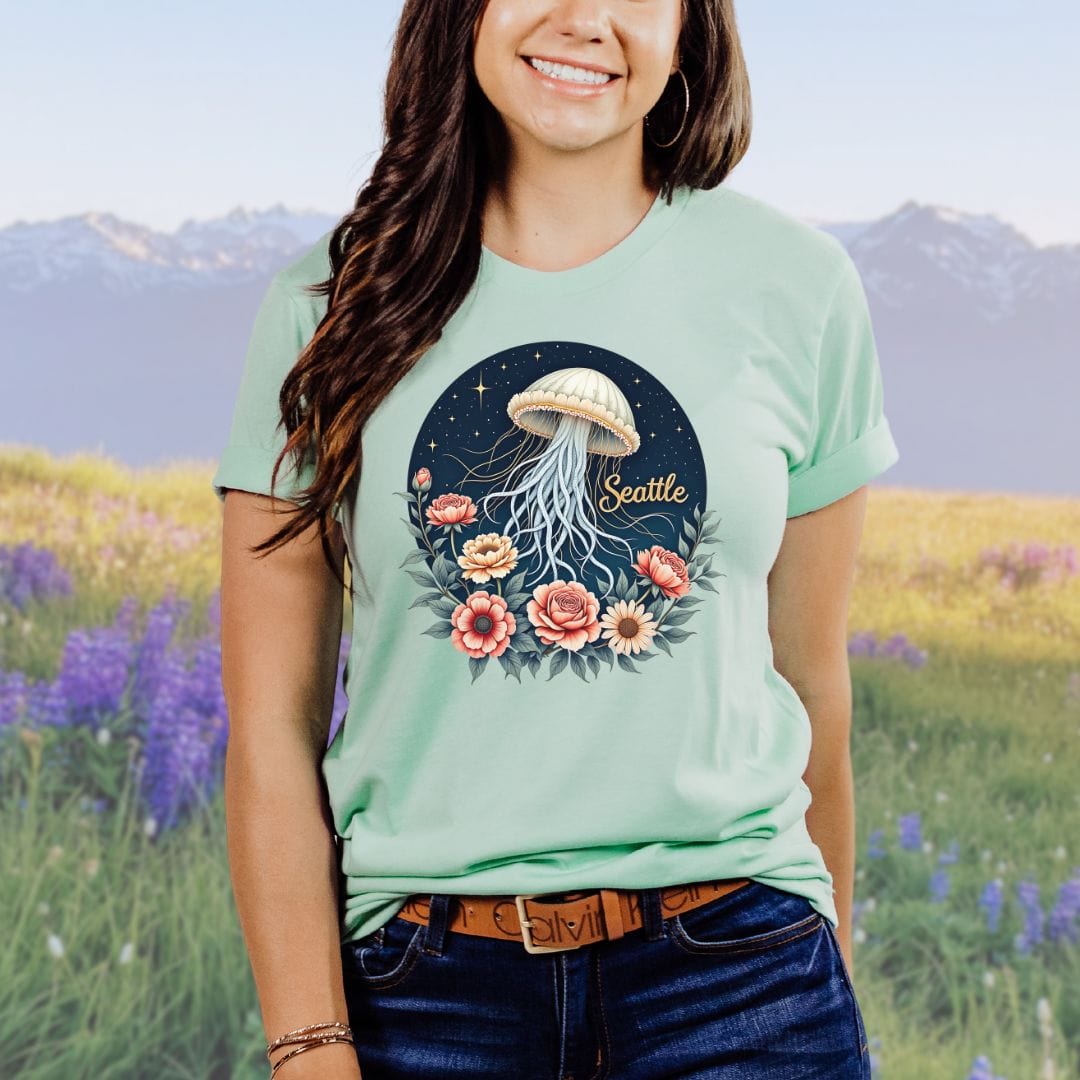 Celestial Floral Jellyfish, Seattle Souvenir Tee