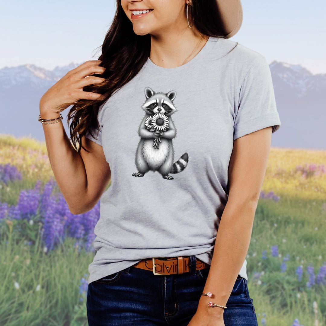 Raccoon Sunflower Whimsey Softstyle Tee