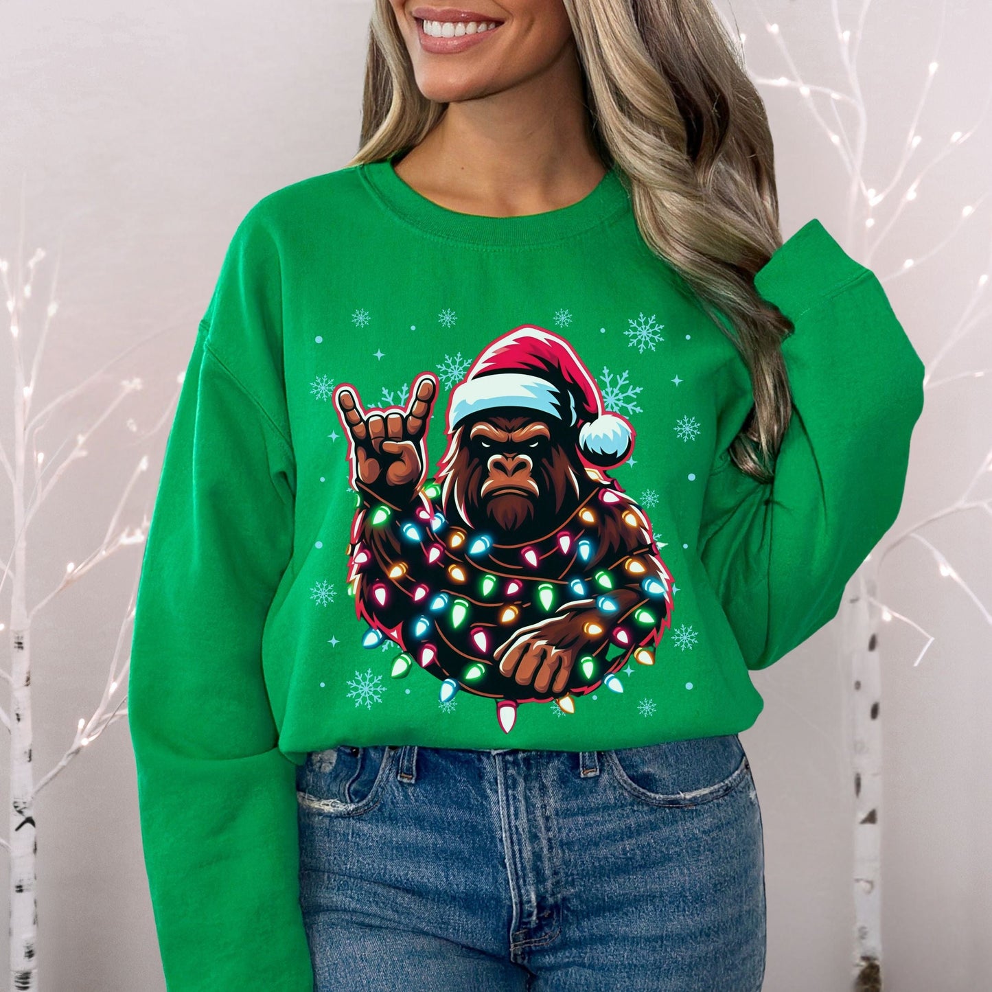 Christmas Lights Bigfoot Softstyle Sweatshirt