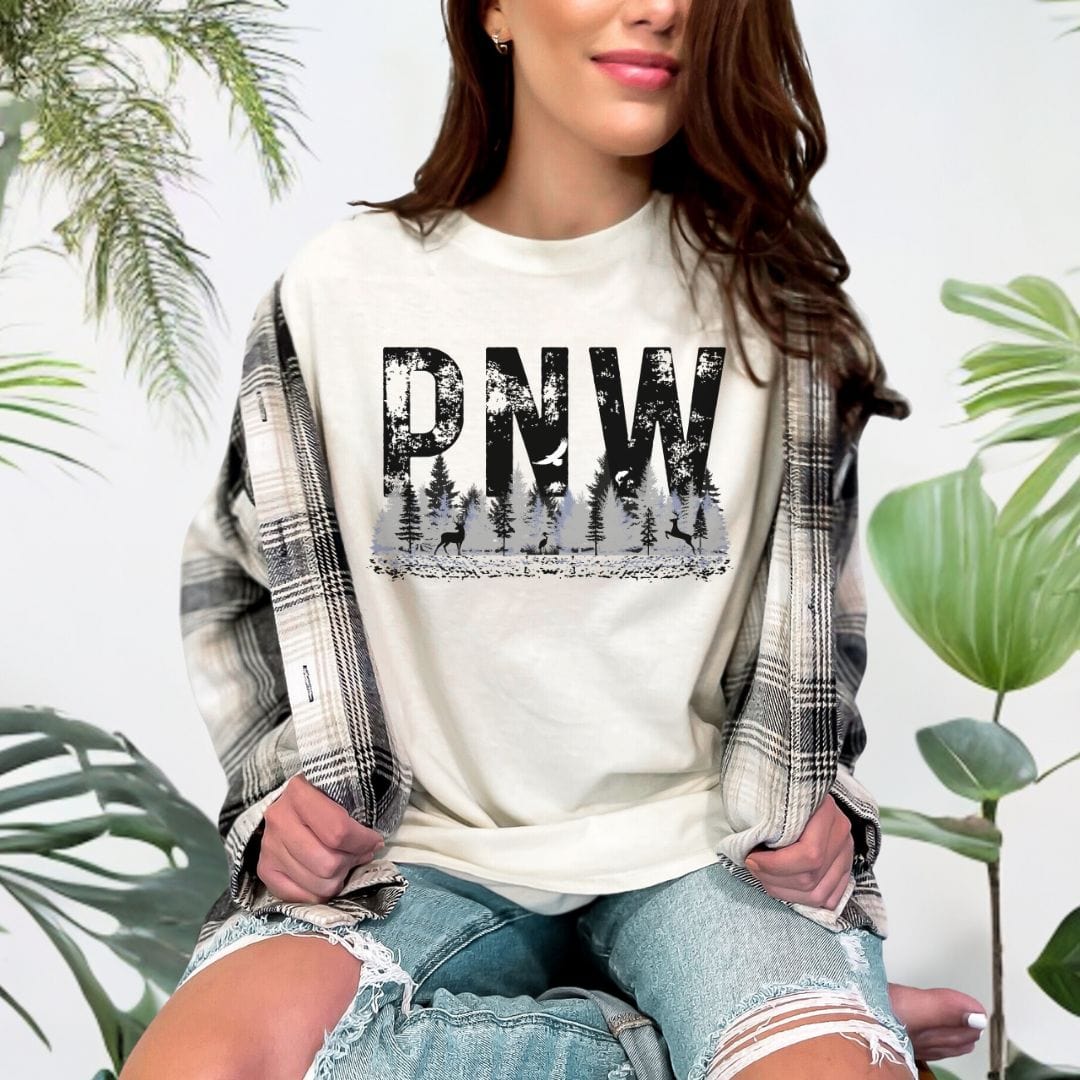 PNW Grunge Letters Vintage Style Tee