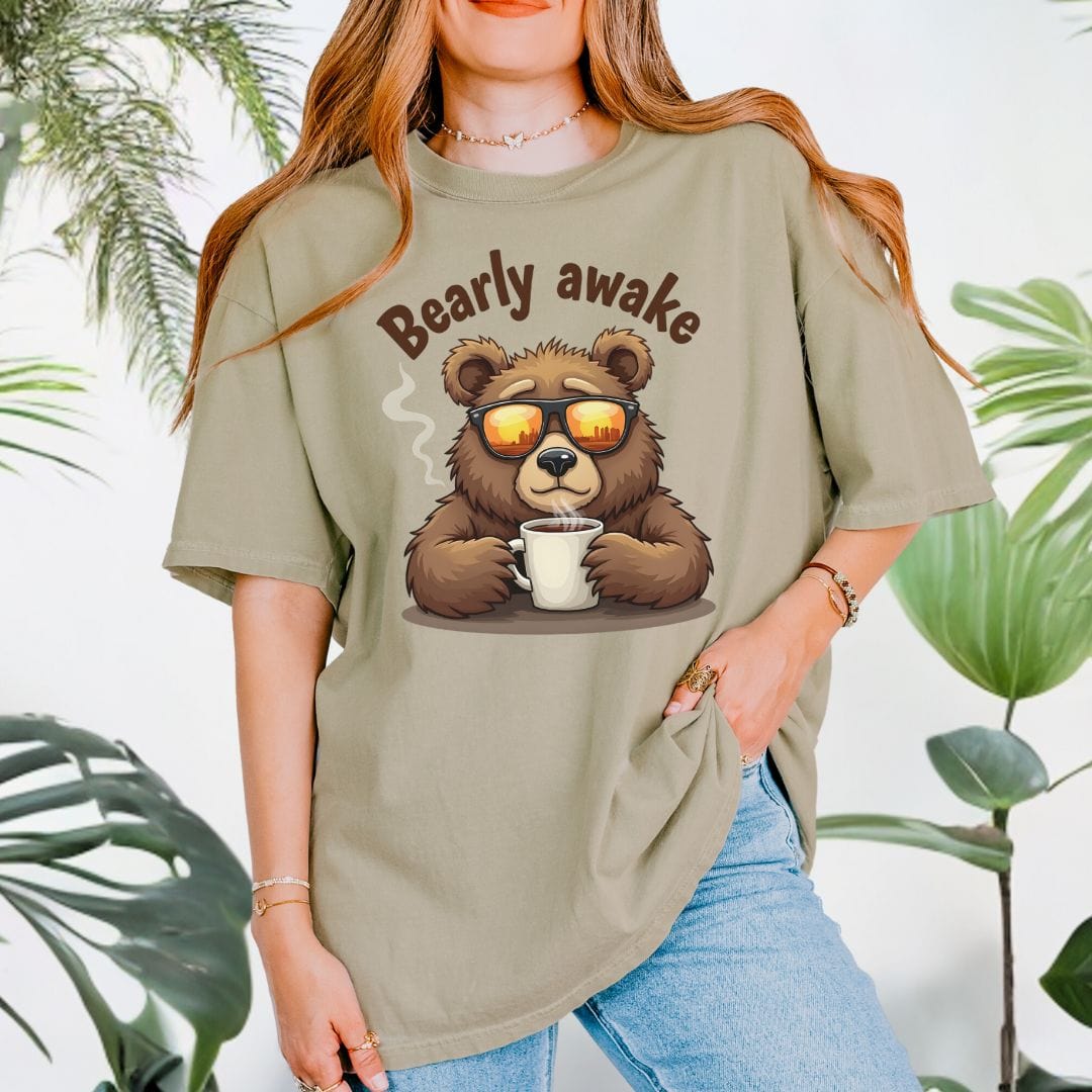 Bearly Awake Coffee Lover Vintage Style Tee