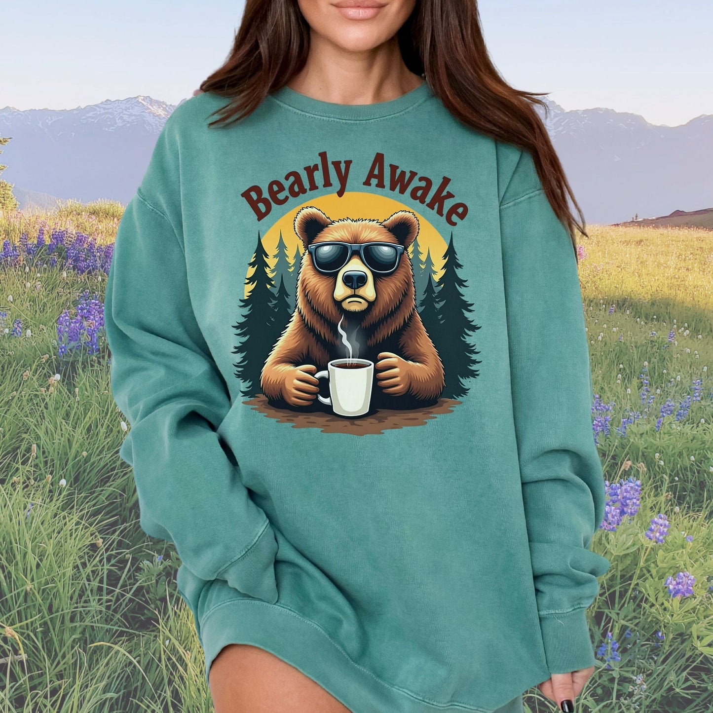 Bearly Awake Vintage Style Crewneck Sweatshirt