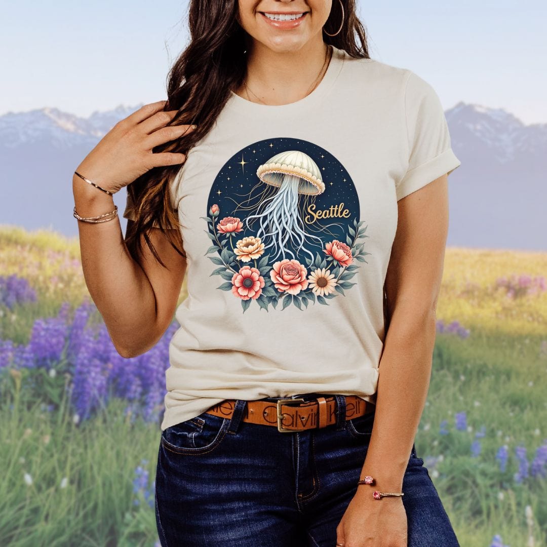 Celestial Floral Jellyfish, Seattle Souvenir Tee