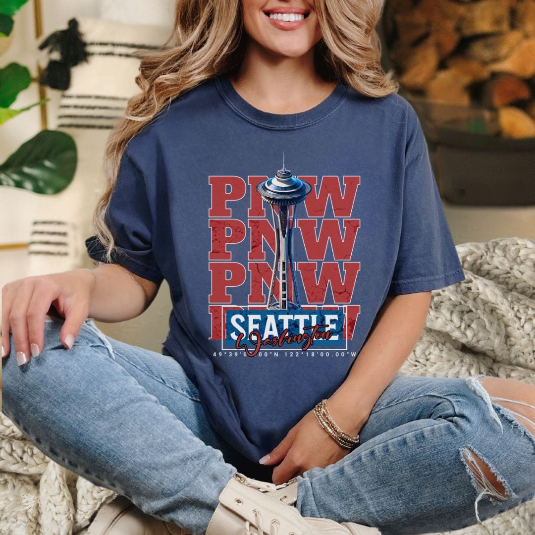 PNW Seattle Washington Space Needle Vintage Style Tee