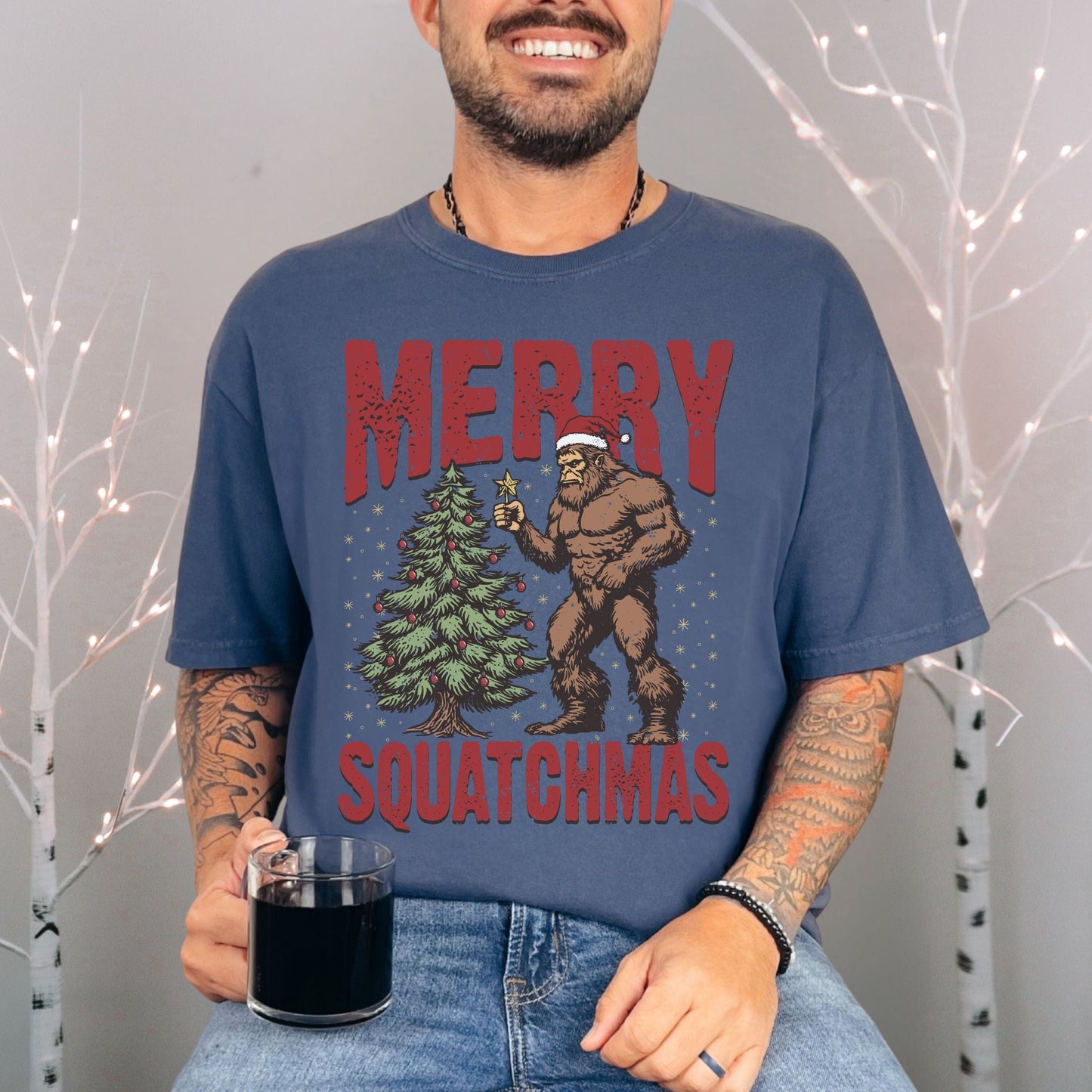 Merry Squatchmas PNW Vintage Style Tee