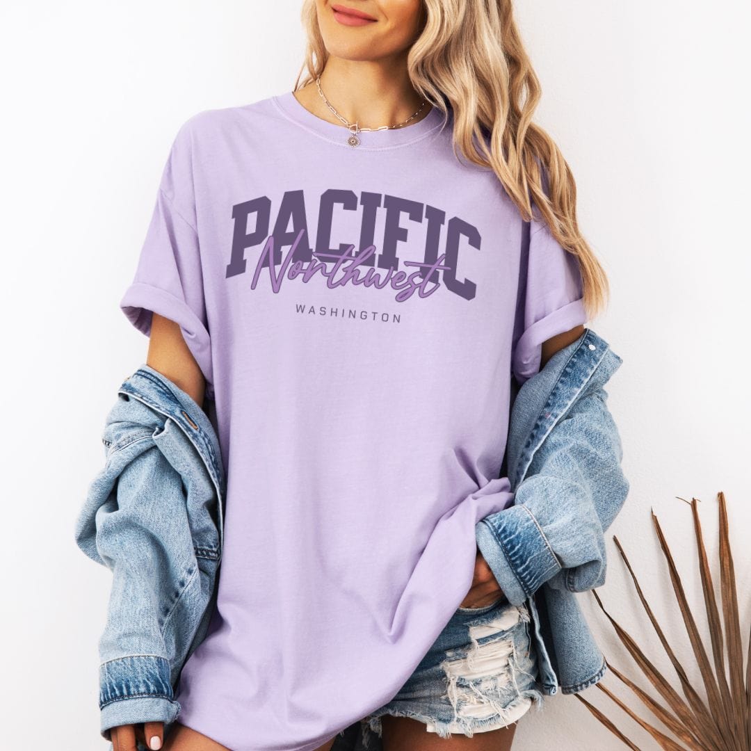 Collegiate Style, Pacific Northwest Vintage Style Tee in Soft Colors