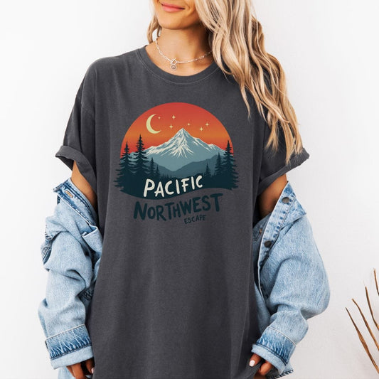 PNW Celestial Mountain Vintage Style Tee