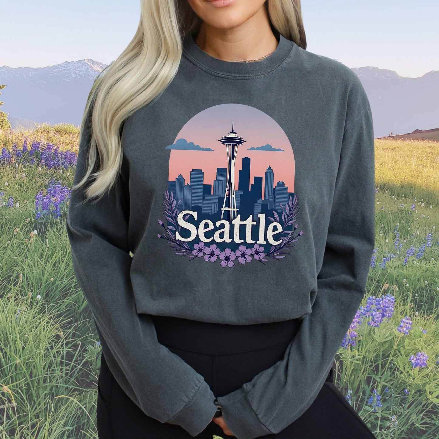 Purple Seattle Dreams Vintage Style Crewneck Sweatshirt