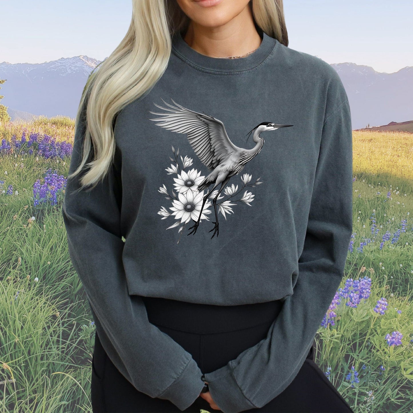 Heron Flight Vintage Style Crewneck Sweatshirt