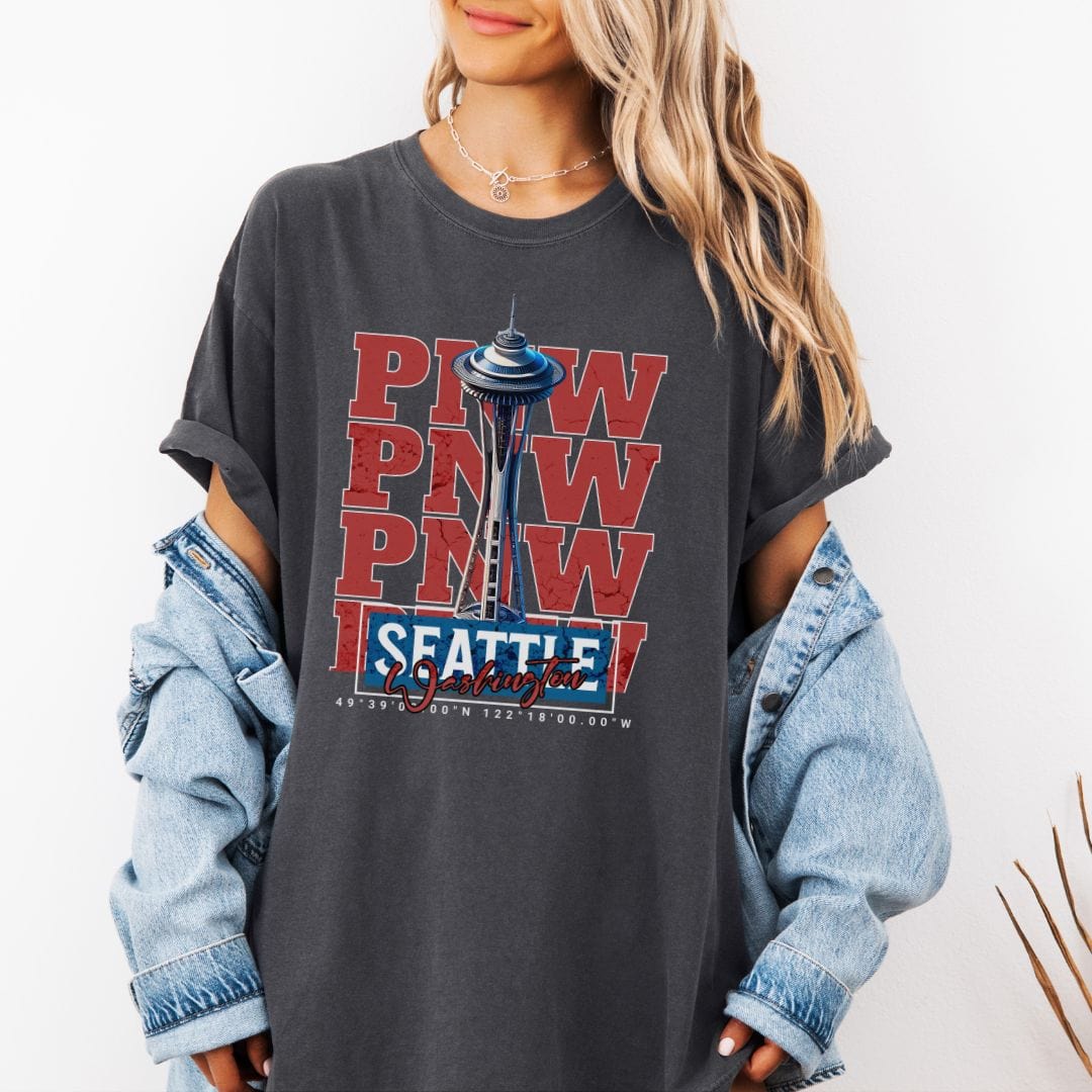 PNW Seattle Washington Space Needle Vintage Style Tee