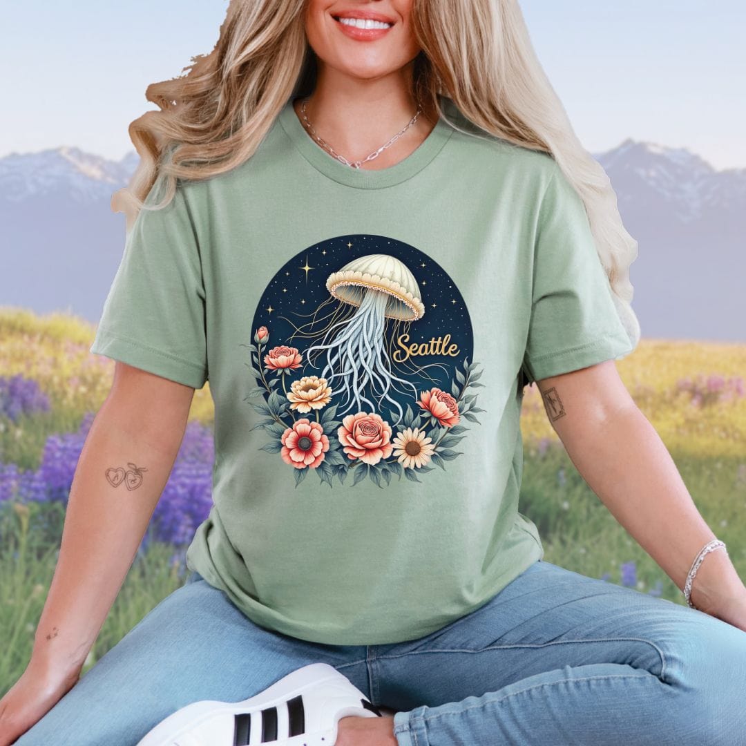 Celestial Floral Jellyfish, Seattle Souvenir Tee