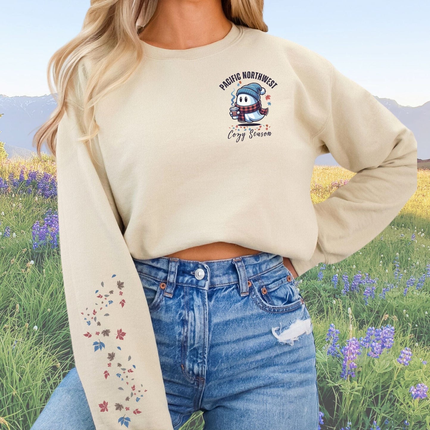 Pacific Northwest Cozy Season Cute Ghost Sweatshirt