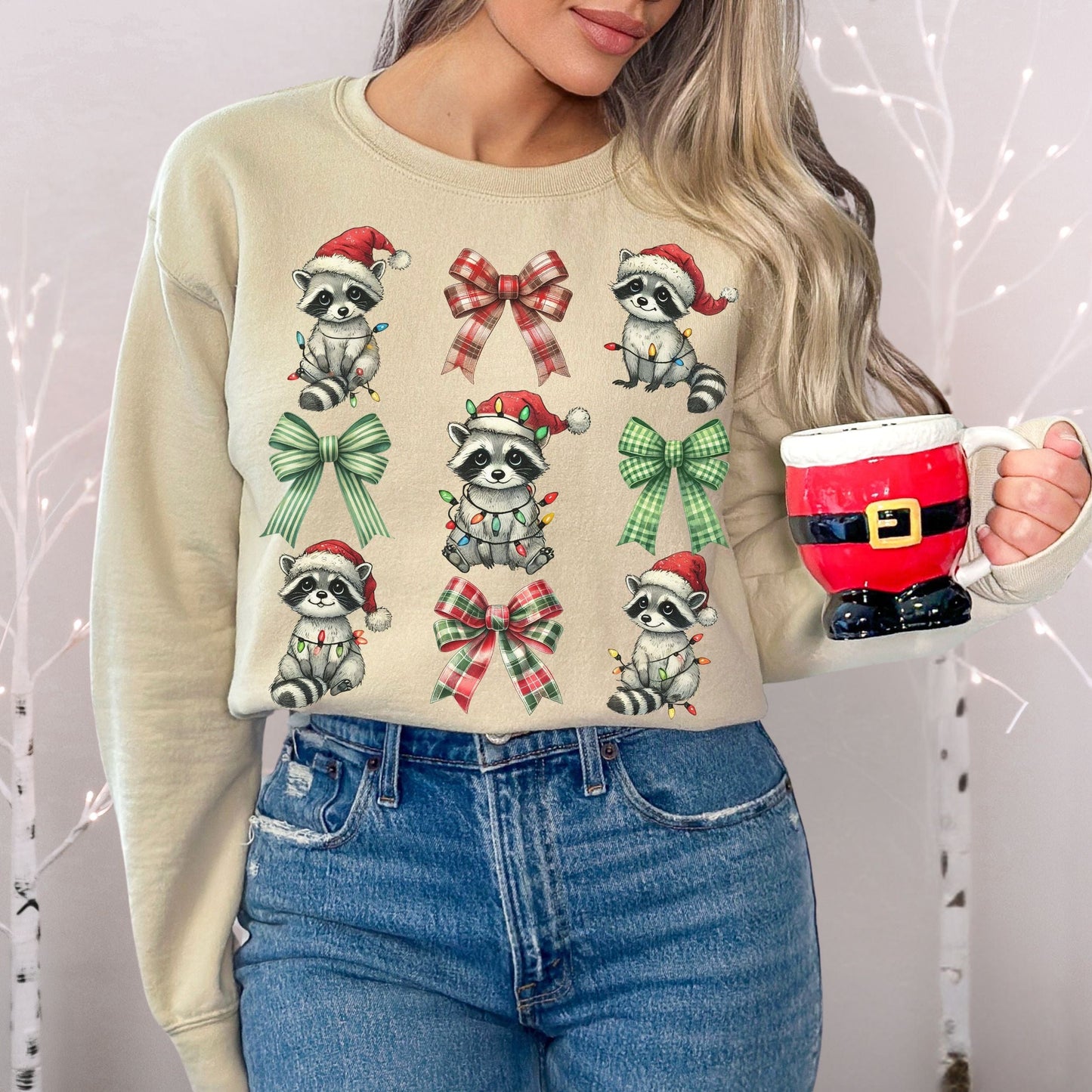 Coquette Racoon Holiday Softstyle Sweatshirt