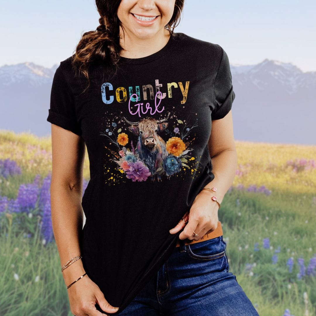 Highland Cow Country Girl Softstyle Tee