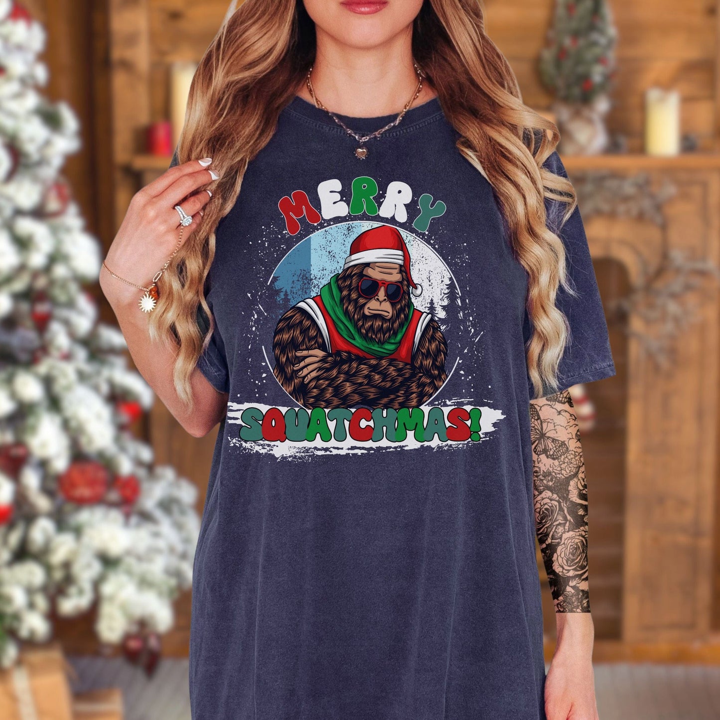 Merry Squatchmas Vintage Style Tee