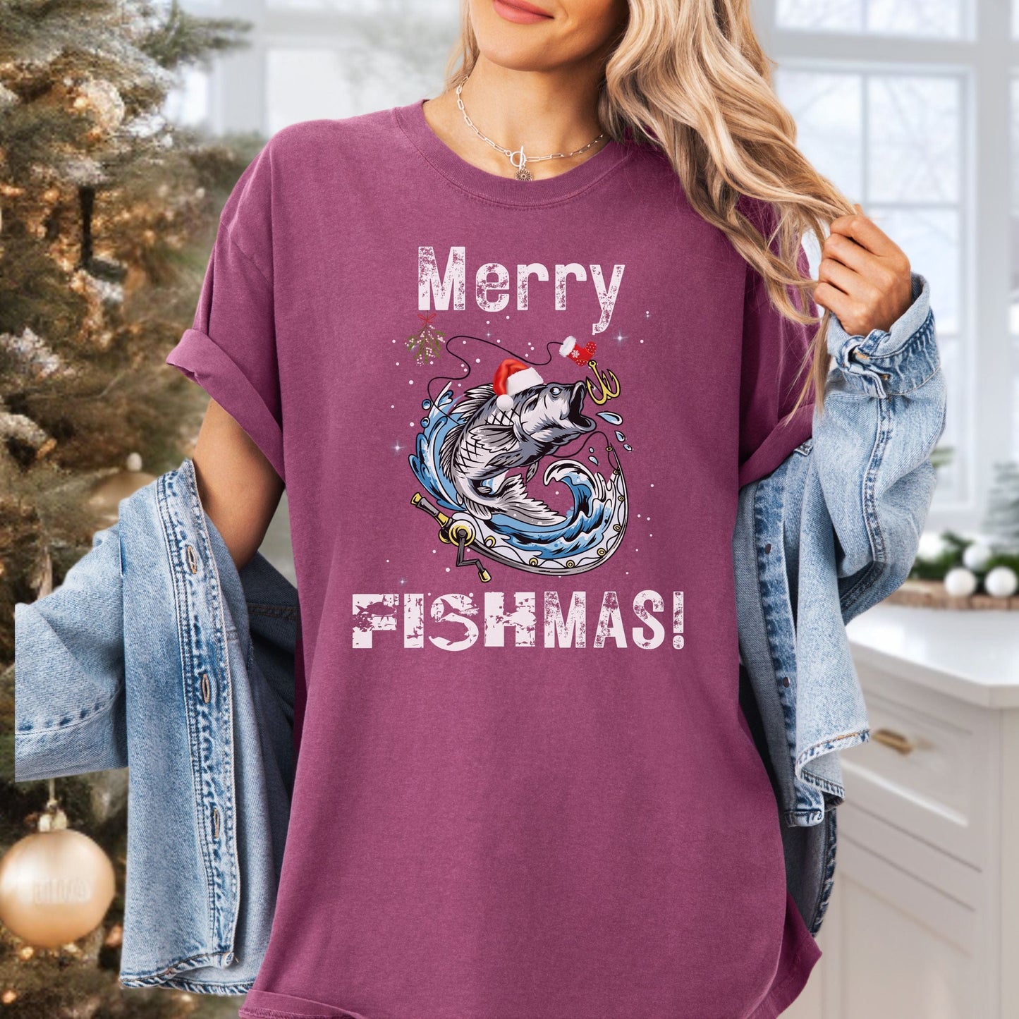 Merry Fishmas Vintage Style Tee