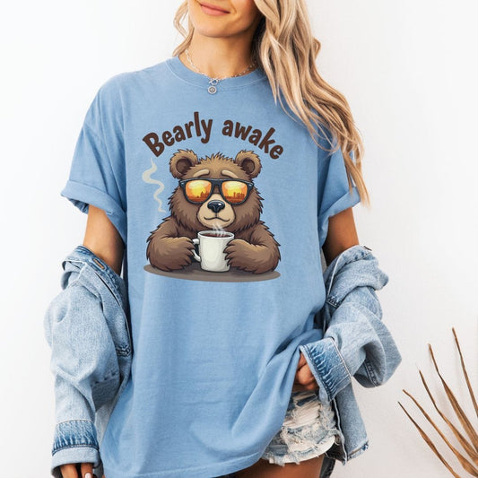 Bearly Awake Coffee Lover Vintage Style Tee