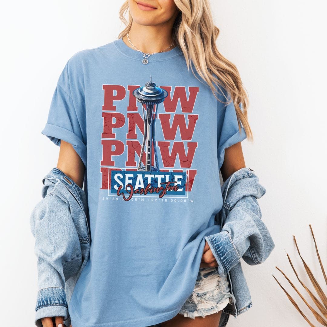 PNW Seattle Washington Space Needle Vintage Style Tee