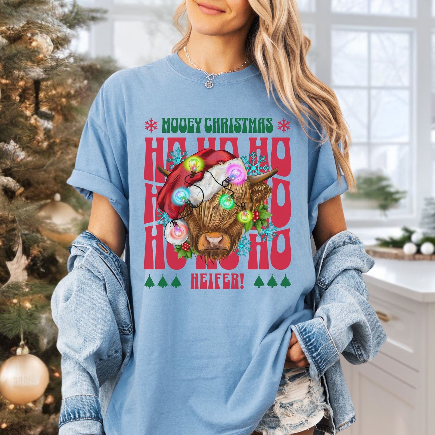 Mooey Christmas Heifer, Vintage Style Tee