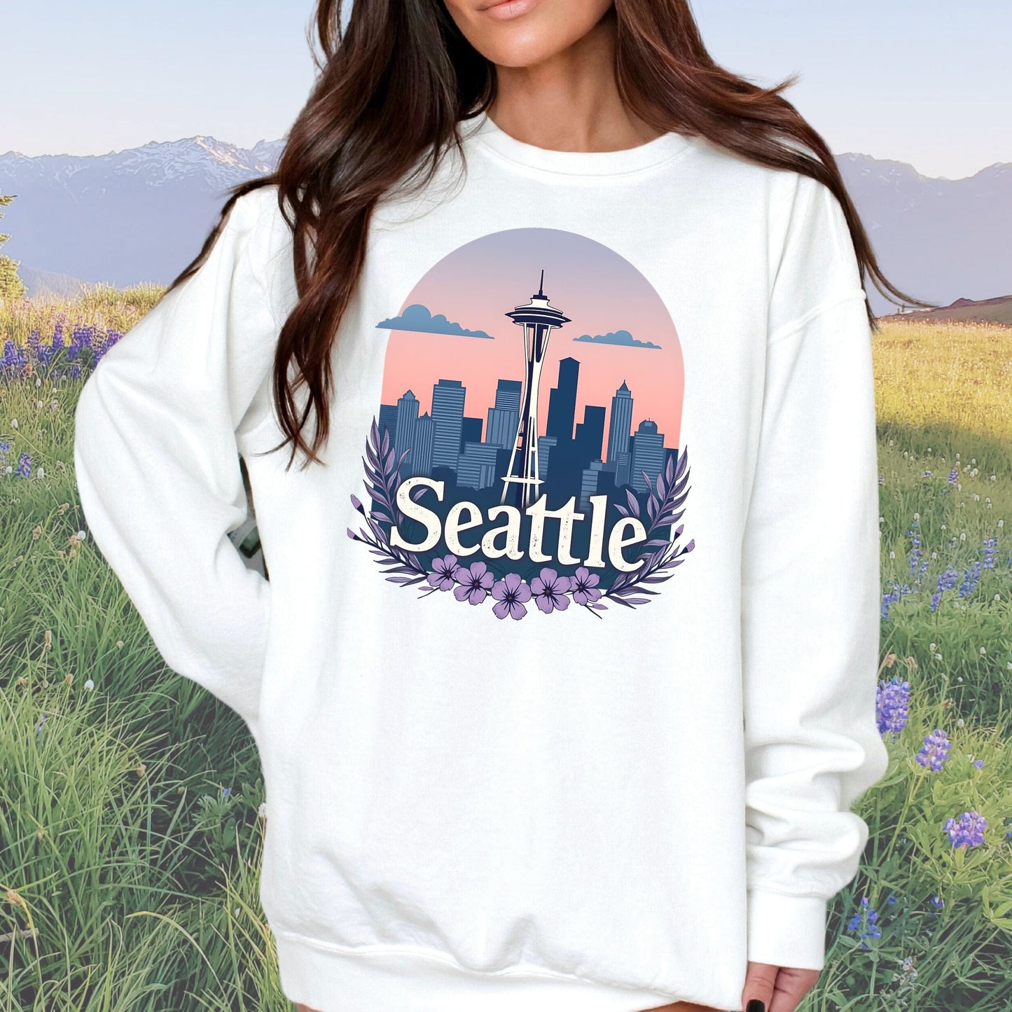 Purple Seattle Dreams Vintage Style Crewneck Sweatshirt