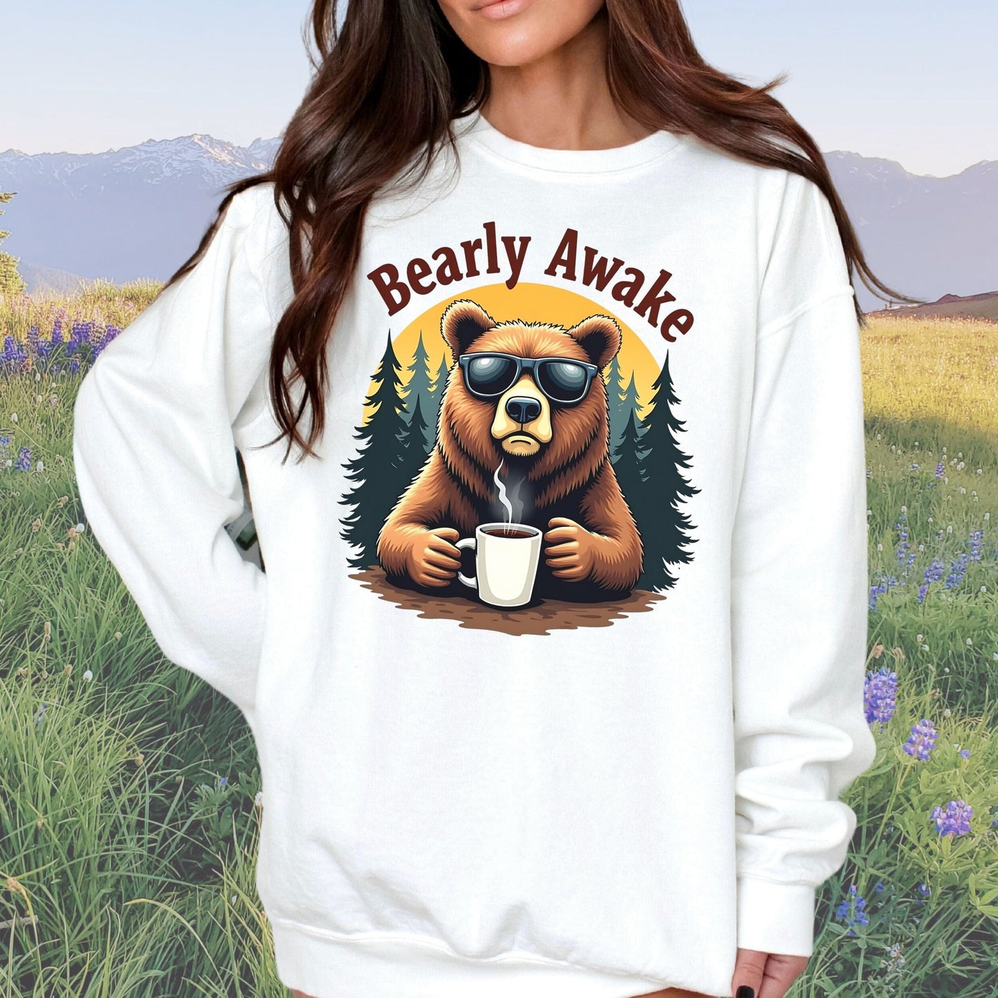 Bearly Awake Vintage Style Crewneck Sweatshirt