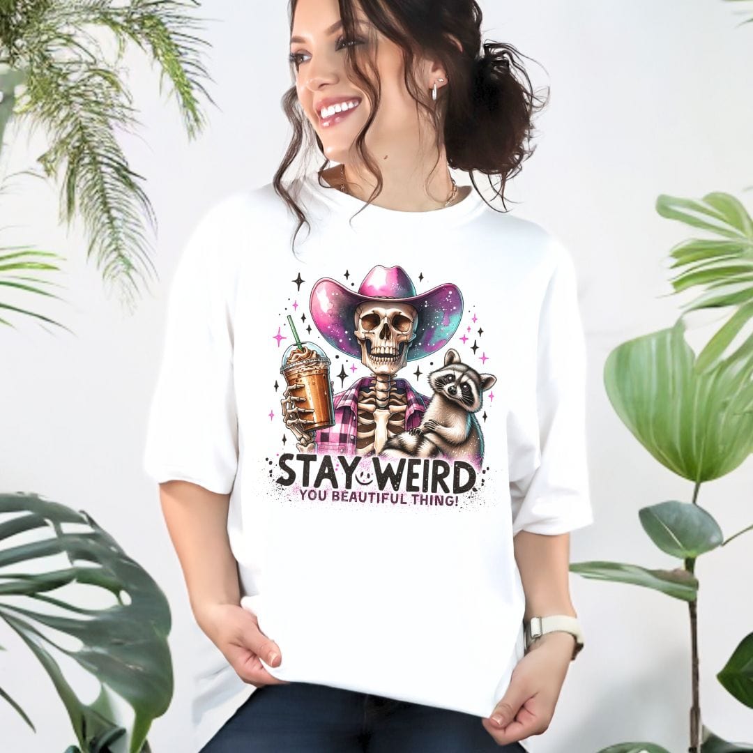 Stay Weird - Country Skeleton Coffee & Racoon, Vintage Style Tee