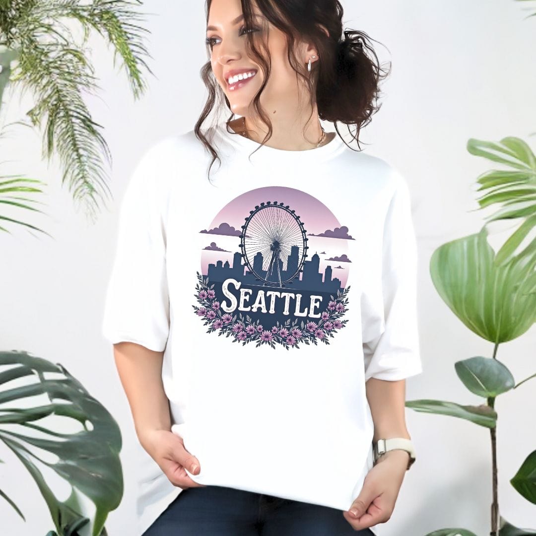 Seattle Floral Great Wheel Vintage Style Tee