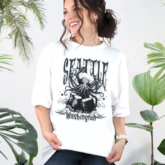 Seattle Grunge Octopus Vintage Style Tee