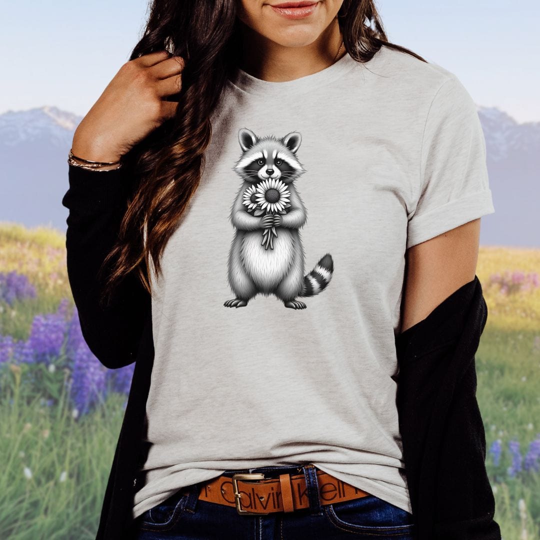 Raccoon Sunflower Whimsey Softstyle Tee