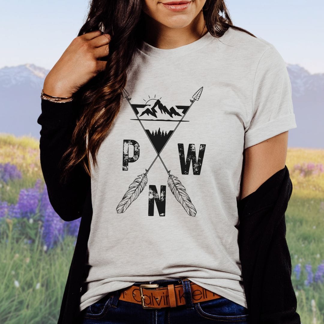 PNW Mountains and Arrows Tshirt in Black