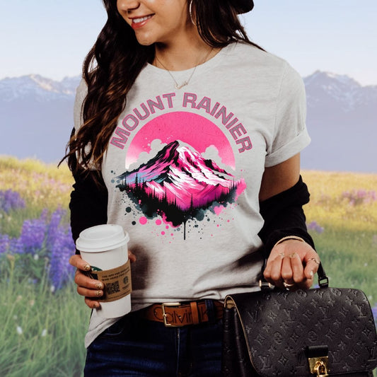 Mount Rainier Pink & Black, PNW SoftStyle Tee