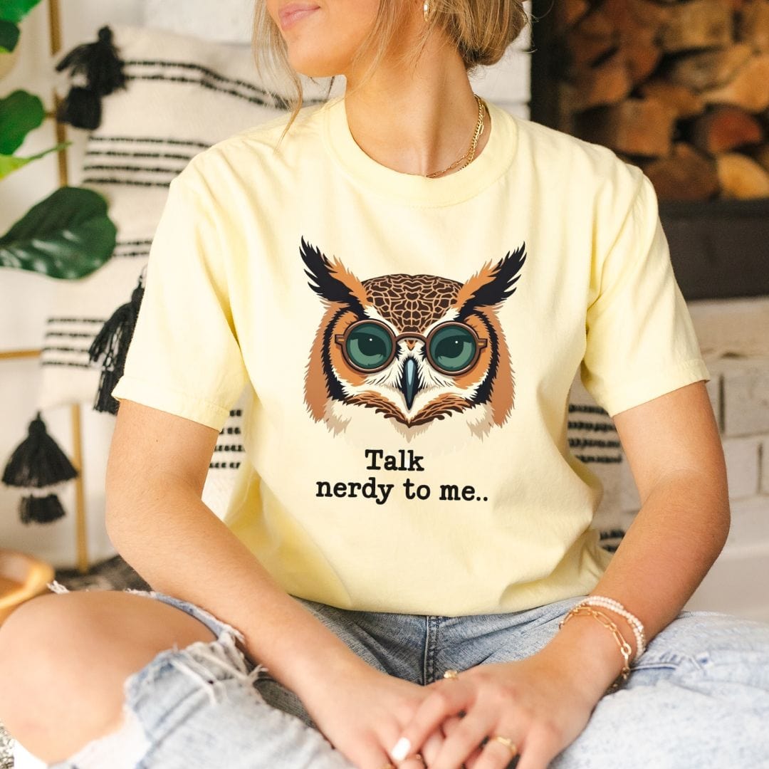 Nerdy Owl, Punny Vintage Style Tee