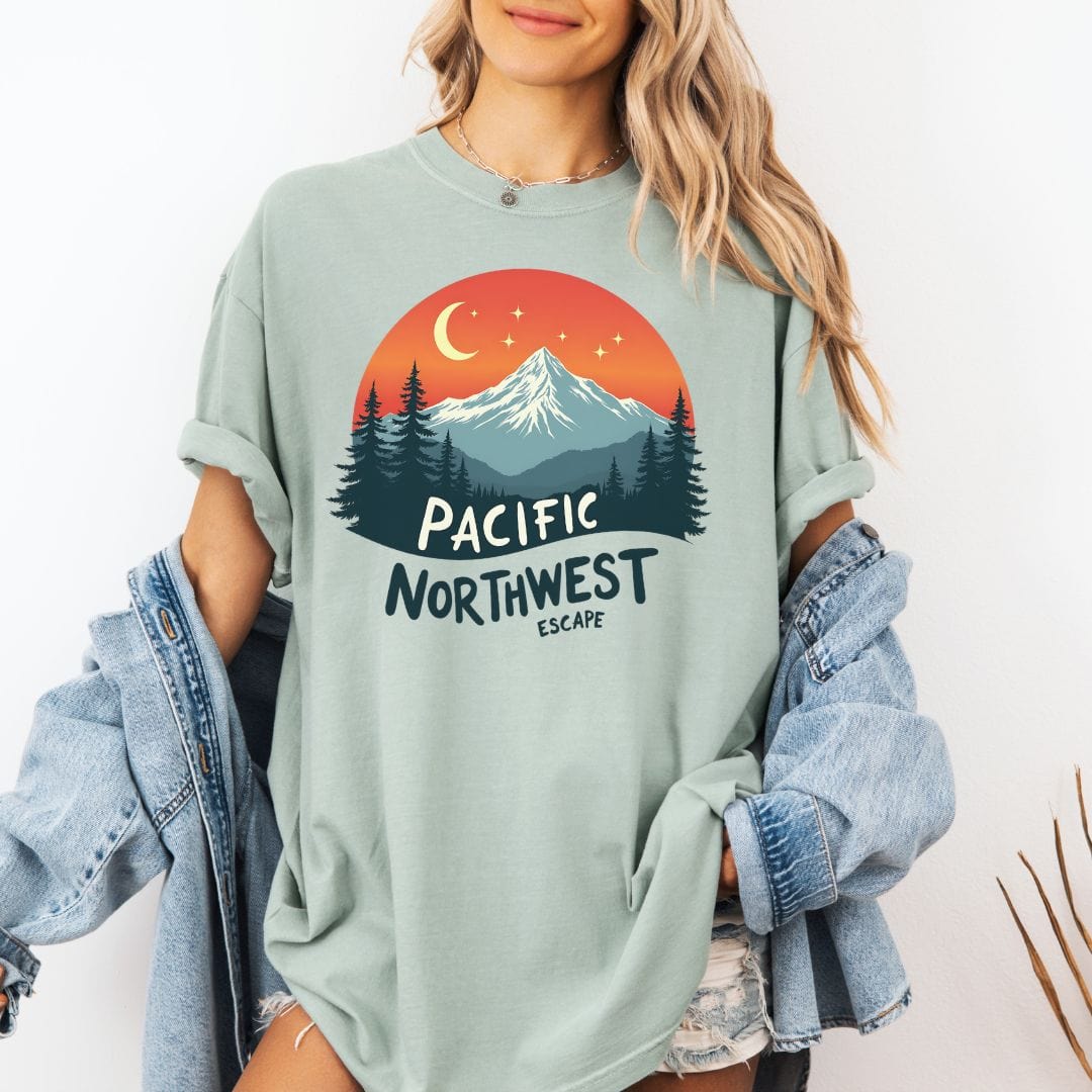 PNW Celestial Mountain Vintage Style Tee