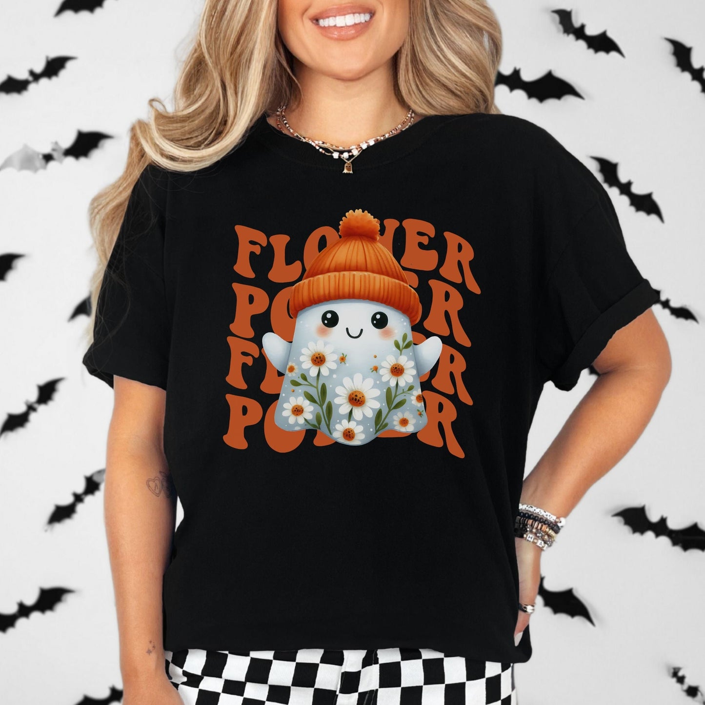 Ghostly Flower Power Vintage Style Tee