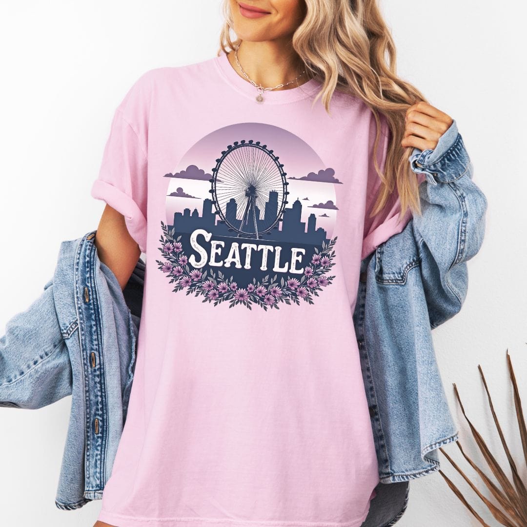 Seattle Floral Great Wheel Vintage Style Tee