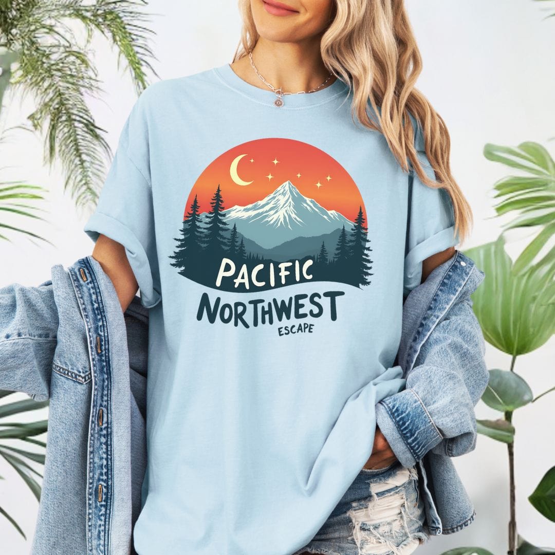 PNW Celestial Mountain Vintage Style Tee